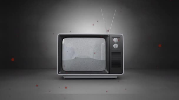 Animacja Abstrakcyjnych Kształtów Poruszających Się Płynnej Pętli Nad Telewizorem Retro — Wideo stockowe