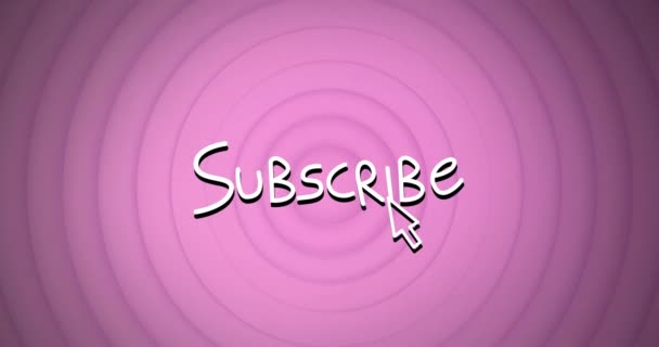 Animation Subscribe Text Pink Circles Pulsating Φόντο Παγκόσμια Μέσα Κοινωνικής — Αρχείο Βίντεο