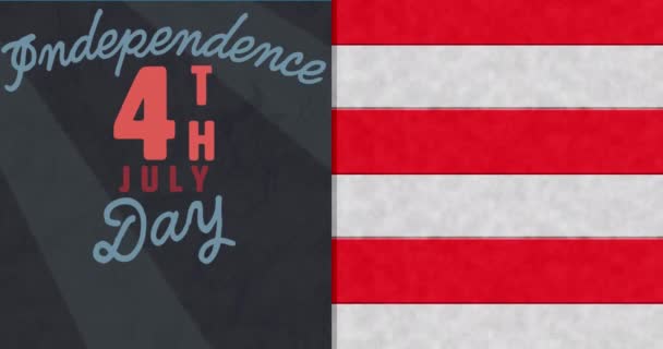 Анімація Липня Тексту Дня Незалежності Над Білими Червоними Смугами Чорному — стокове відео