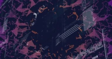 Kara arkaplana karşı veri işleme ve pleksus ağları ile arayüzün oluşturulması. Bilgisayar arayüzü ve iş teknolojisi kavramı