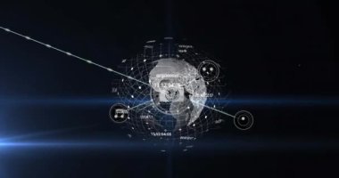 Dünya üzerindeki bağlantı ağının bileşimi. Küresel bağlantılar, işletme, finans, dijital arayüz ve dijital olarak oluşturulan veri işleme kavramı.