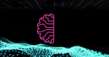 Yeşil ağ ve ızgara üzerinde ai sohbet ve veri işleme animasyonu. Küresel yapay zeka, bulut hesaplama, dijital arayüz ve veri işleme konsepti dijital olarak oluşturulmuş video.