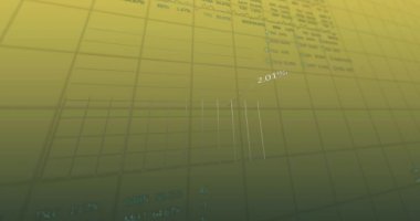 Sarı zemin üzerinde veri işleme animasyonu. Dijital arayüz, hesaplama ve veri işleme kavramı dijital olarak oluşturuldu.