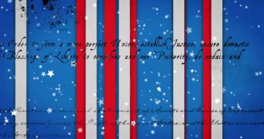 Mavi arkaplandaki çizgi ve yıldızların üzerindeki metin animasyonu. Bağımsızlık Günü, vatanseverlik ve dijital olarak üretilen video konsepti.