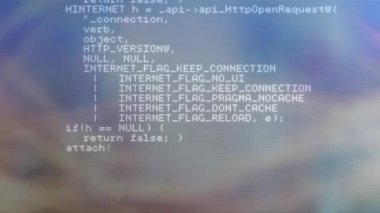 Bilgisayar veri işleme animasyonu. Küresel hesaplama, dijital arayüz ve veri işleme kavramı dijital olarak oluşturulmuş video.