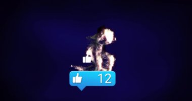 Mavi arkaplanda dönen 5g metin pankartı üzerinde artan sayılara sahip simgelerin canlandırılması. Sosyal medya ağı ve iş teknolojisi kavramı