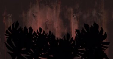 Tahta arkaplandaki yaprakların üzerindeki kopya alanının animasyonu. Geçmişe dönük gelecek ve dijital arayüz kavramı dijital olarak oluşturulmuş video.