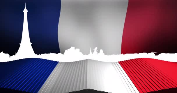 Animação Bandeira França Acenando Loop Sem Costura Com Torre Eiffel — Vídeo de Stock