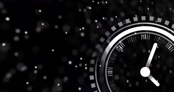 Animación Del Reloj Moviéndose Sobre Hilo Adn Sobre Fondo Negro — Vídeos de Stock