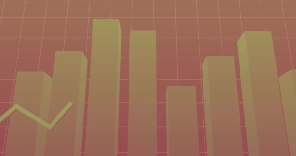 Animacja Przetwarzania Danych Statystycznych Sieci Różowym Tle Gradientowym Interfejs Komputerowy — Wideo stockowe