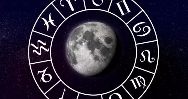 Animation Zodiac Signs Wheel Globe Horoscope Zodiac Sign Astrology Concept — Stock Video