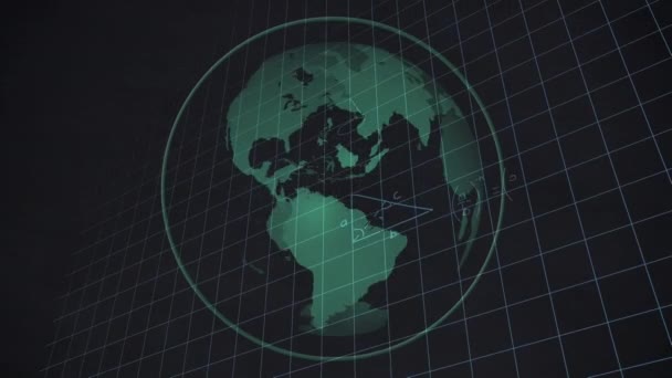 Анимация Математических Уравнений Обработки Данных Всему Земному Шару Концепция Глобальной — стоковое видео