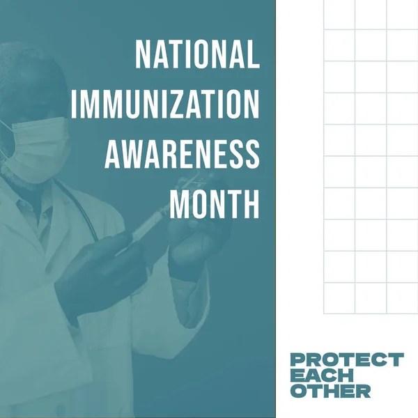 Nationale Immunisierung Bewusstsein Monat Text Über Afrikanisch Amerikanischen Männlichen Arzt — Stockfoto