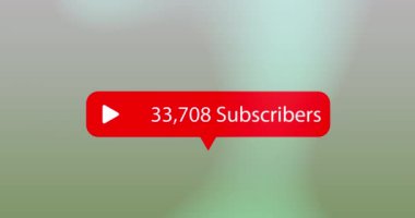 Konuşma balonunda yükselen abonelerle birlikte mavi gradyan arkaplanda çalma simgesi canlandırması. Sosyal medya ağı ve iş teknolojisi kavramı