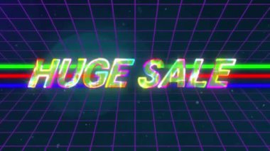 Işıklandırma efektinin büyük indirimli metin afişi üzerinden ızgara ağı üzerinden ışık noktalarıyla karşılaştırılması. İndirim ve perakende iş konsepti