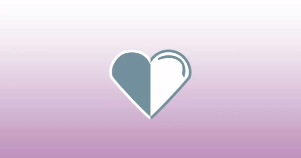 Animacja Dwutonowej Ikony Serca Fioletowym Tle Gradientowym Walentynki Koncepcja Miłości — Wideo stockowe