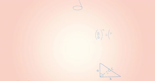 Pembe Gradyan Zemine Karşı Yüzen Matematiksel Denklemlerin Formüllerin Animasyonu Okul — Stok video