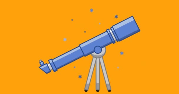 Animation Telescope Mathematical Equations Orange Background Education Learning School Concept — Stock Video