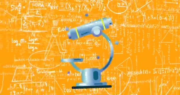 Turuncu Zemin Üzerinde Mikroskop Animasyonu Eğitim Öğrenim Okul Kavramı Dijital — Stok video
