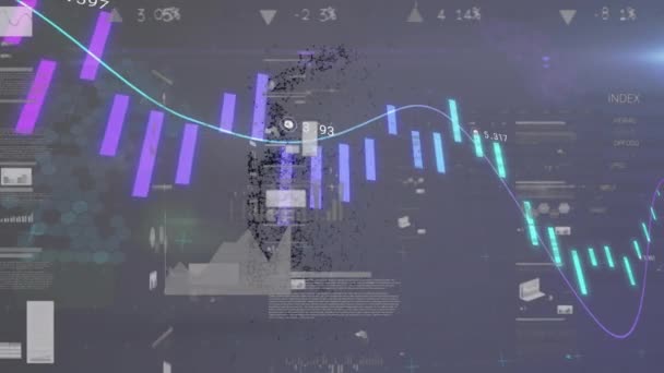 Animação Processamento Dados Com Estatísticas Sobre Cadeado Negócio Global Processamento — Vídeo de Stock
