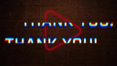 Kırmızı tuğla duvar arka planında neon çalma ikonu üzerine kısa mesaj pankartı animasyonu. Sosyal medya ağı ve video oyunu teknolojisi kavramı