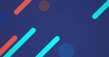 Mavi arkaplanda hareket eden soyut şekillerin animasyonu. Renk, hareket ve şablon konsepti dijital olarak oluşturulmuş video.