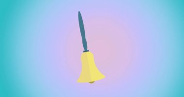 Okul çanı simgesinin mor arkaplandaki kopyalama alanına karşı animasyonu. Okul ve eğitim kavramı