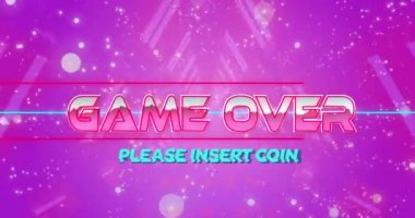 Oyunun animasyonu beyaz noktalar üzerinde metin afişi ve mor arkaplanda tünelsiz desen üzerinde. Video oyunu arayüzü teknolojisi kavramı