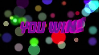 Senin animasyonun spot ışıklarının üzerinden neon metin kazandı. Küresel video oyunu, iletişim, veri işleme, dijital arayüz ve dijital olarak oluşturulmuş görüntü hesaplama kavramı.