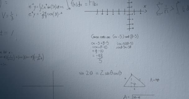 Animación Ecuaciones Matemáticas Fórmulas Flotando Sobre Fondo Texturizado Gris Concepto — Vídeo de stock
