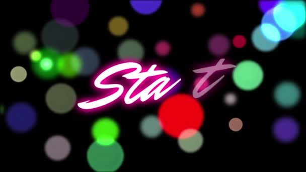 Animatie Van Start Neon Tekst Spots Global Video Game Communicatie — Stockvideo