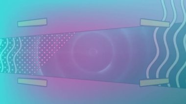 Neon halkalar üzerinde hareket eden şekillerin animasyonu. Soyut arkaplan ve şablon kavramı, dijital olarak oluşturulmuş video.