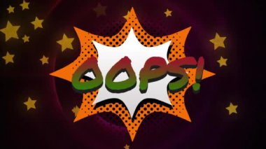 Siyah arkaplan üzerinde Ups metin ve yıldızlarının animasyonu. Sosyal medya ve dijital arayüz kavramı, dijital olarak oluşturulmuş video.