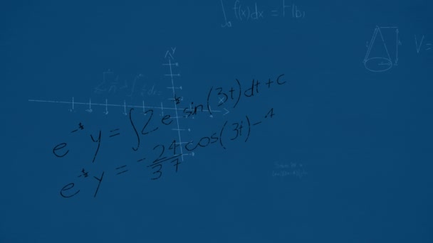 Animacja Równań Matematycznych Niebieskim Tle Edukacja Globalna Koncepcja Interfejsu Cyfrowego — Wideo stockowe