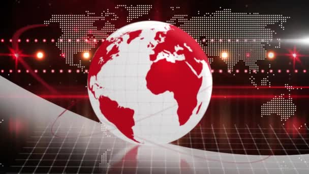 Animation Globe World Map Light Spots Global Business Digital Interface — Stock Video