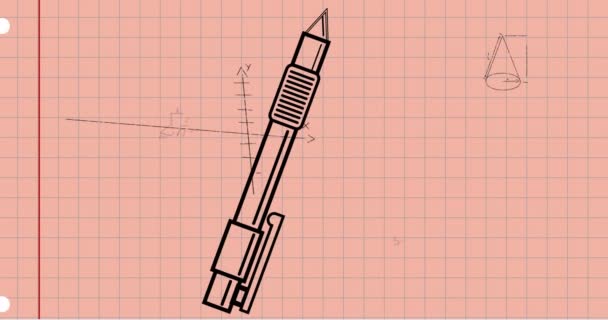 Animazione Equazioni Matematiche Icona Penna Sfondo Quadrato Concetto Scuola Istruzione — Video Stock