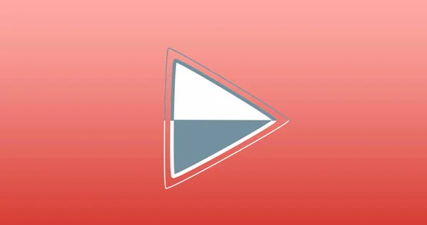 赤い背景に再生ボタンのアイコンの画像 グローバルソーシャルメディア コンピューティング データ処理の概念デジタル生成された画像 — ストック写真