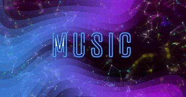Soyut arkaplanda birbirine bağlı noktalarla müzik metninin dalga şablonunun animasyonu. Dijital olarak üretilmiş, hologram, illüstrasyon, aydınlatılmış, melodi, ritim ve iletişim konsepti.
