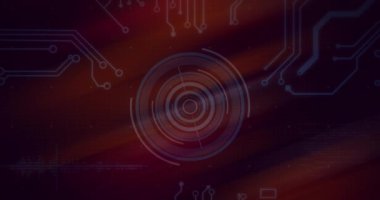 Çemberlerin etrafındaki devre kartlarının soyut arkaplanlarla karşılaştırılması. Dijital olarak üretilmiş, hologram, illüstrasyon, güç kaynağı, şekil, anakart ve teknoloji kavramı.
