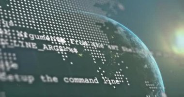 Animation of financial data processing over globe. Global business, finances, computing and data processing concept digitally generated video.