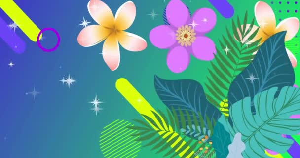 Animation Geometrischer Formen Über Blumen Plantage Gegen Funkeln Vor Dem — Stockvideo