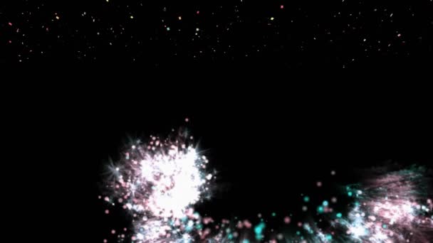 Animatie Van Confetti Veelkleurige Vlekken Zwarte Achtergrond Feest Feestconcept Digitaal — Stockvideo