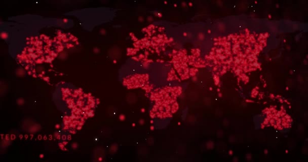 눈송이의 애니메이션은 점들에 Dna Helix 형성하고 추상적 배경에 지도를 만든다 — 비디오