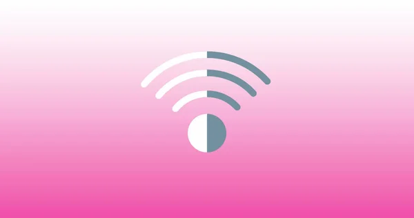 Image Wifi Icon Pink Background Global Connections Communication Digital Interface — Stock Photo, Image