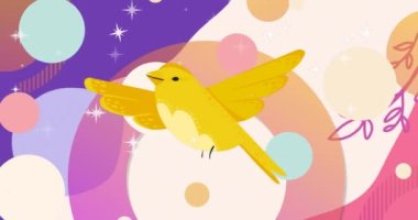 Kıvılcımlara karşı mavi arka plan üzerinde kuş animasyonu. Dijital olarak üretilen hologram, illüstrasyon, sanat, vektör, hayvan, aydınlatma ve soyut kavram.