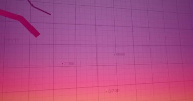 Şebeke şablonu üzerinden düşen grafiklerin canlandırılması ve soyut arkaplana karşı numaraların değiştirilmesi. Dijital olarak üretilmiş, hologram, illüstrasyon, rapor, iş dünyası, azaltma ve kayıp kavramı.