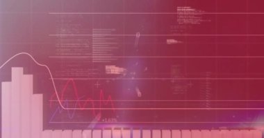 Grafiklerin animasyonu, ikili kodlar ve soyut arka plana karşı bilgisayar dili. Dijital olarak üretilmiş, hologram, illüstrasyon, rapor, iş dünyası, kodlama ve teknoloji kavramı.