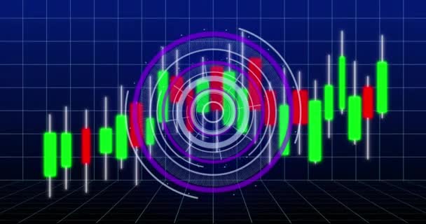 Animatie Van Gegevensverwerking Scope Scanning Raster Mondiaal Computer Digitaal Interface — Stockvideo