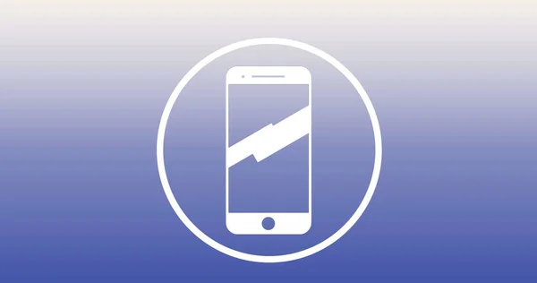 Gambar Ikon Smartphone Atas Spanduk Bundar Terhadap Latar Belakang Gradien — Stok Foto