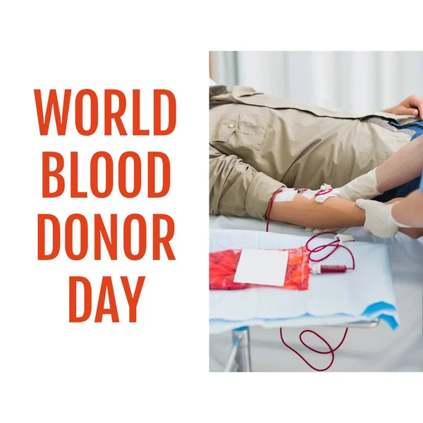 世界献血日的组成文本胜过高加索人献血 世界献血日 医药和献血概念数字化生成的图像 — 图库照片